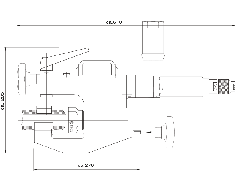 Габаритные размеры фаскорез для труб MF3-25 XL