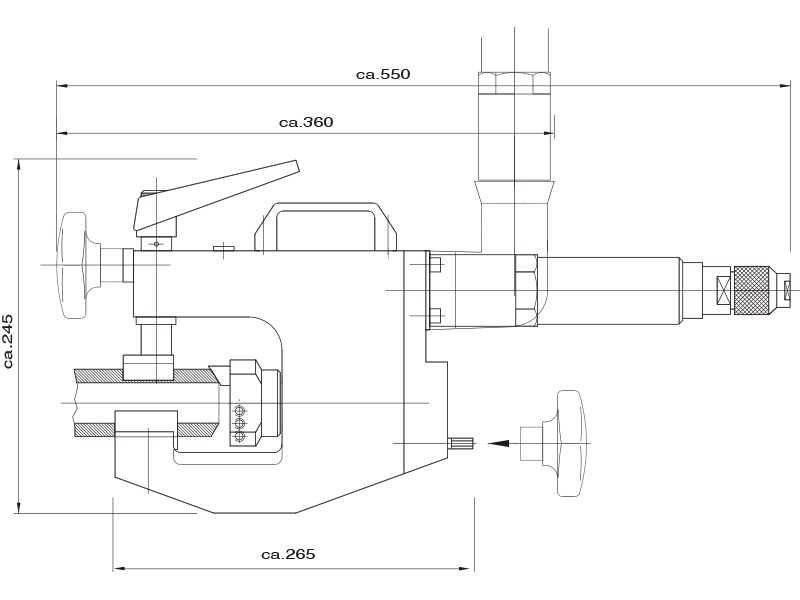 Габаритные размеры фаскорез для труб MF3-25