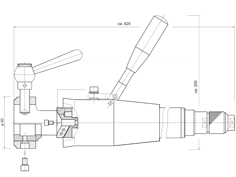 Габаритные размеры фаскорез для труб MF3-R