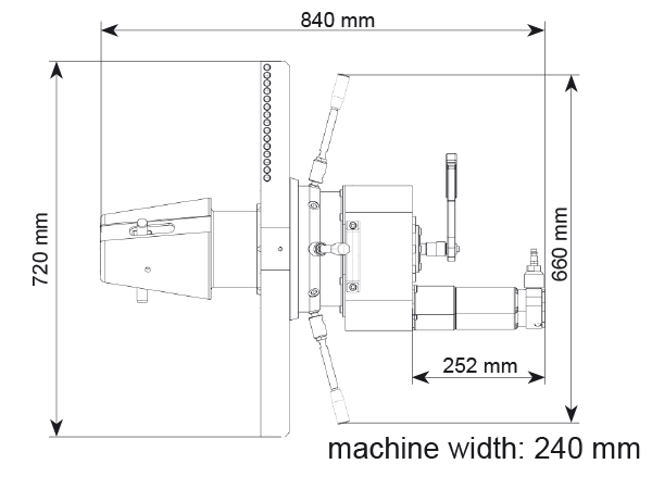 Габаритные размеры машина для торцовки трубы MF6i-50